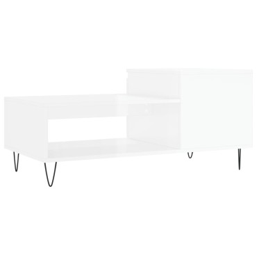 vidaXL Τραπεζάκι Σαλονιού Γυαλ. Λευκό 100x50x45cm Επεξεργ. Ξύλο 1 τεμ.