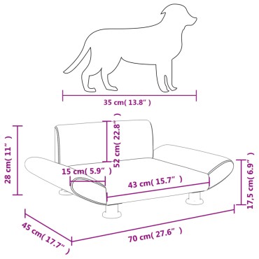 vidaXL Κρεβάτι Σκύλου Καφέ 70x45x28 εκ. Υφασμάτινο