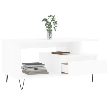 vidaXL Τραπεζάκι Σαλονιού Λευκό 90x49 x45cm από Επεξεργασμένο Ξύλο 1 τεμ.