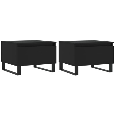 vidaXL Τραπεζάκια Σαλονιού 2 τεμ. Μαύρα 50x46x35cm Επεξεργ. Ξύλο