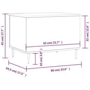 vidaXL Τραπεζάκι Σαλονιού Καπνιστή Δρυς 60x44,5x45cm Επεξ. Ξύλο 1 τεμ.