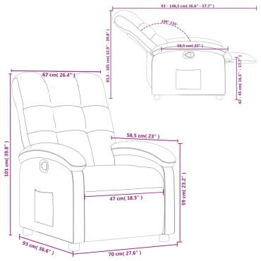 vidaXL Πολυθρόνα Ανακλινόμενη Taupe Υφασμάτινη 70x93x101cm 1 τεμ.