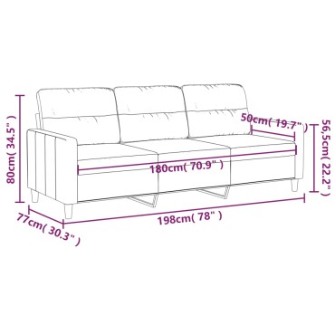 vidaXL Καναπές Τριθέσιος Taupe Υφασμάτινος 198x77x80cm 1 τεμ.
