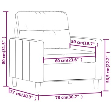 vidaXL Πολυθρόνα Σκούρο Γκρι Υφασμάτινη 78x77x80cm 1 τεμ. Γωνιακός