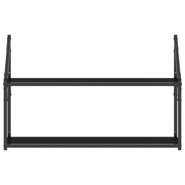 vidaXL Ραφιέρα Τοίχου με 2 Ράφια Μαύρη 80x21x51cm Επεξεργ. Ξύλο 1 τεμ.