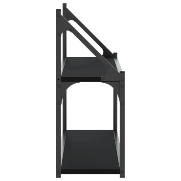 vidaXL Ραφιέρα Τοίχου με 2 Ράφια Μαύρη 80x21x51cm Επεξεργ. Ξύλο 1 τεμ.