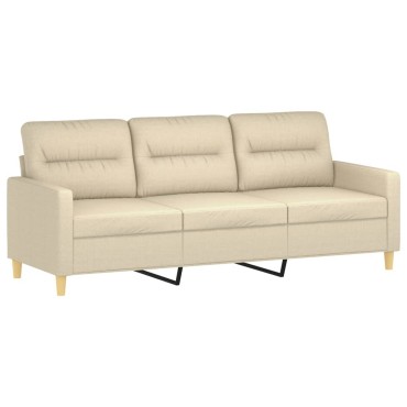 vidaXL Καναπές Τριθέσιος Κρεμ Υφασμάτινος 198x77x80cm 1 τεμ.