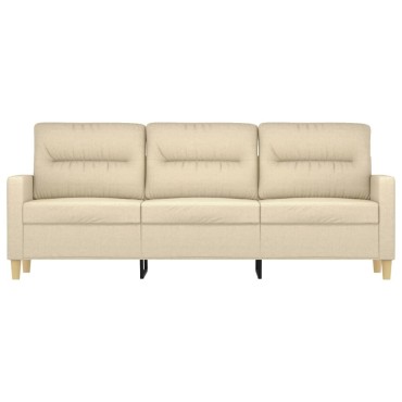vidaXL Καναπές Τριθέσιος Κρεμ Υφασμάτινος 198x77x80cm 1 τεμ.