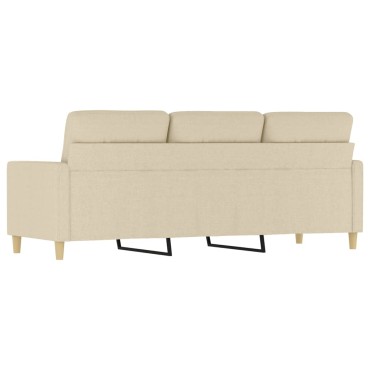 vidaXL Καναπές Τριθέσιος Κρεμ Υφασμάτινος 198x77x80cm 1 τεμ.