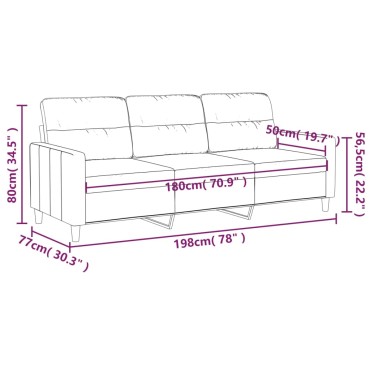 vidaXL Καναπές Τριθέσιος Κρεμ Υφασμάτινος 198x77x80cm 1 τεμ.