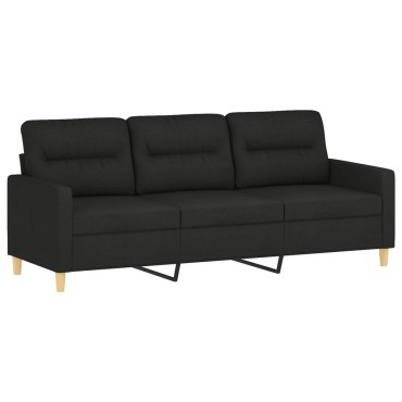 vidaXL Καναπές Τριθέσιος Μαύρος Υφασμάτινος 198x77x80cm 1 τεμ.
