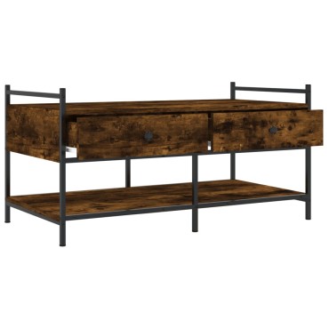 vidaXL Τραπεζάκι Σαλονιού Καπνιστή Δρυς 99x50x50cm Επεξεργασμ. Ξύλο 1 τεμ.
