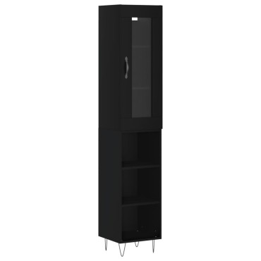vidaXL Ντουλάπι Μαύρο 34,5x34x180cm από Επεξεργασμένο Ξύλο 1 τεμ.