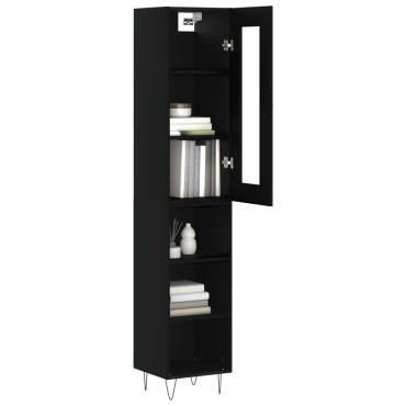 vidaXL Ντουλάπι Μαύρο 34,5x34x180cm από Επεξεργασμένο Ξύλο 1 τεμ.