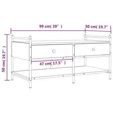vidaXL Τραπεζάκι Σαλονιού Sonoma Δρυς 99x50x50cm Επεξεργασμένο Ξύλο 1 τεμ.