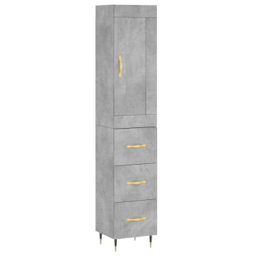 vidaXL Ντουλάπι Γκρι Σκυροδέματος 34,5x34x180cm Επεξεργασμένο Ξύλο 1 τεμ.