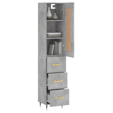 vidaXL Ντουλάπι Γκρι Σκυροδέματος 34,5x34x180cm Επεξεργασμένο Ξύλο 1 τεμ.