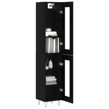 vidaXL Ντουλάπι Μαύρο 34,5x34x180cm από Επεξεργασμένο Ξύλο 1 τεμ.