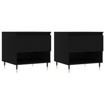 vidaXL Τραπεζάκια Σαλονιού 2 τεμ. Μαύρα 50x46x50cm Επεξεργασμένο Ξύλο
