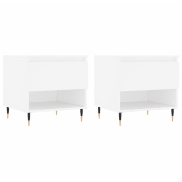 vidaXL Τραπεζάκια Σαλονιού 2 τεμ. Λευκά 50x46x50cm Επεξεργασμένο Ξύλο