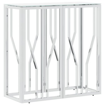 vidaXL Τραπέζι Κονσόλα Ασημί 70x30x70cm Ανοξείδωτο Ατσάλι και Γυαλί 1 τεμ.