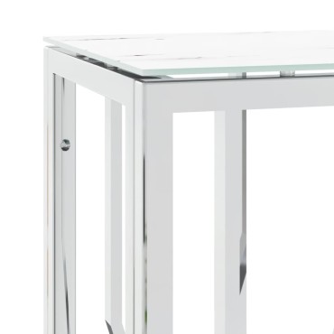 vidaXL Τραπέζι Κονσόλα Ασημί 70x30x70cm Ανοξείδωτο Ατσάλι και Γυαλί 1 τεμ.