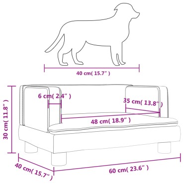 vidaXL Κρεβάτι Σκύλου Καπουτσίνο 60 x 40 x 30 εκ. από Συνθετικό Δέρμα
