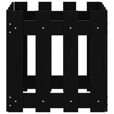 vidaXL Ζαρντινιέρα με Σχέδιο Φράχτη Μαύρη 40 x 40 x 40 εκ. Μασίφ Πεύκο