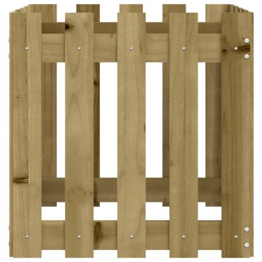 vidaXL Ζαρντινιέρα με Σχέδιο Φράχτη 50x50x50 εκ. Εμποτισμ. Ξύλο Πεύκου