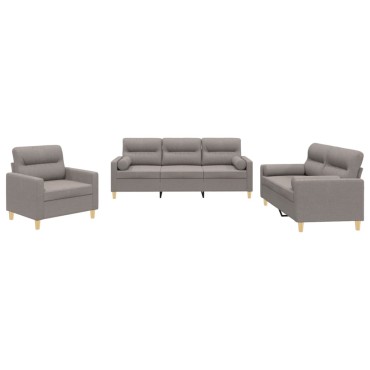 vidaXL Σετ Σαλονιού 3 τεμ. Taupe από Ύφασμα 78x77x80cm  Διθέσιος Τριθέσιος