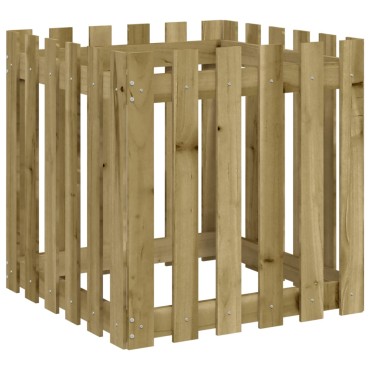 vidaXL Ζαρντινιέρα με Σχέδιο Φράχτη 60x60x60 εκ. Εμποτισμ. Ξύλο Πεύκου