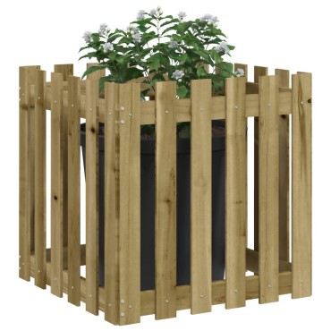 vidaXL Ζαρντινιέρα με Σχέδιο Φράχτη 60x60x60 εκ. Εμποτισμ. Ξύλο Πεύκου