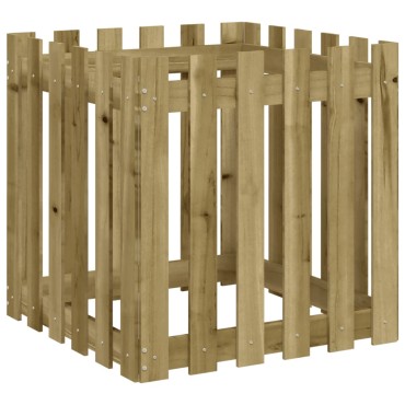 vidaXL Ζαρντινιέρα με Σχέδιο Φράχτη 60x60x60 εκ. Εμποτισμ. Ξύλο Πεύκου