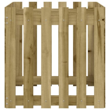 vidaXL Ζαρντινιέρα με Σχέδιο Φράχτη 60x60x60 εκ. Εμποτισμ. Ξύλο Πεύκου