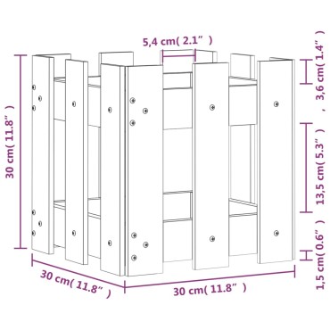 vidaXL Ζαρντινιέρα με Σχέδιο Φράχτη 30 x 30 x 30 εκ. Μασίφ Ξύλο Πεύκου