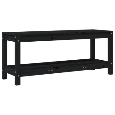 vidaXL Παγκάκι Κήπου Μαύρο 108x35x45cm από Μασίφ Ξύλο Πεύκου 1 τεμ.