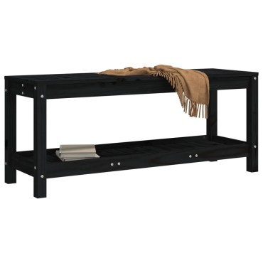 vidaXL Παγκάκι Κήπου Μαύρο 108x35x45cm από Μασίφ Ξύλο Πεύκου 1 τεμ.