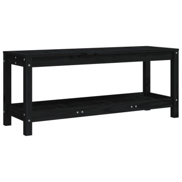 vidaXL Παγκάκι Κήπου Μαύρο 108x35x45cm από Μασίφ Ξύλο Πεύκου 1 τεμ.