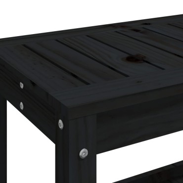 vidaXL Παγκάκι Κήπου Μαύρο 108x35x45cm από Μασίφ Ξύλο Πεύκου 1 τεμ.