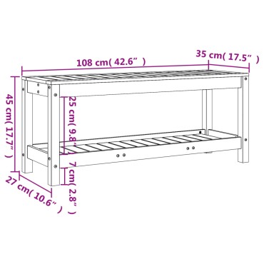 vidaXL Παγκάκι Κήπου Μαύρο 108x35x45cm από Μασίφ Ξύλο Πεύκου 1 τεμ.
