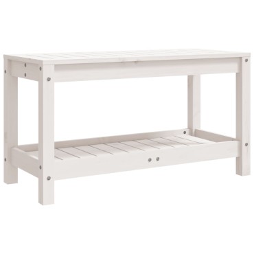 vidaXL Παγκάκι Κήπου Λευκό 82,5x35x45cm από Μασίφ Ξύλο Πεύκου 1 τεμ.