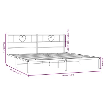 vidaXL Πλαίσιο Κρεβατιού με Κεφαλάρι Λευκό 180x200 εκ. Μεταλλικό