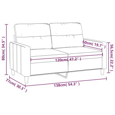 vidaXL Καναπές Διθέσιος Μαύρο Υφασμάτινος 138x77x80cm 1 τεμ.