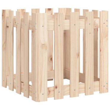 vidaXL Ζαρντινιέρα με Σχέδιο Φράχτη 50 x 50 x 50 εκ. Μασίφ Ξύλο Πεύκου