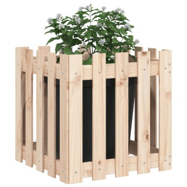 vidaXL Ζαρντινιέρα με Σχέδιο Φράχτη 50 x 50 x 50 εκ. Μασίφ Ξύλο Πεύκου