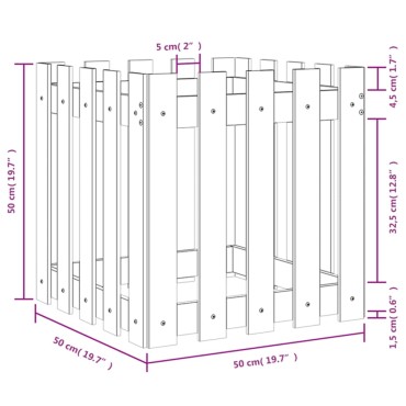 vidaXL Ζαρντινιέρα με Σχέδιο Φράχτη 50 x 50 x 50 εκ. Μασίφ Ξύλο Πεύκου