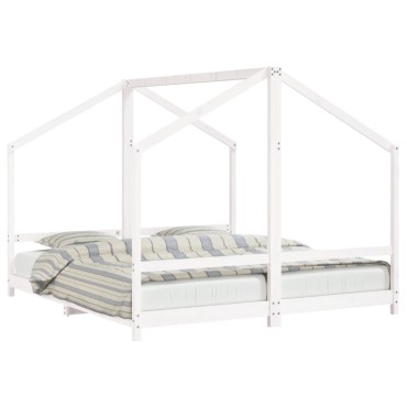 vidaXL Πλαίσιο Παιδικού Κρεβατιού Λευκό 2x(90x200)cm Μασίφ Ξύλο Πεύκου 1 τεμ. - Μονό