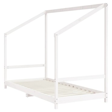 vidaXL Πλαίσιο Παιδικού Κρεβατιού Λευκό 2x(90x200)cm Μασίφ Ξύλο Πεύκου 1 τεμ. - Μονό