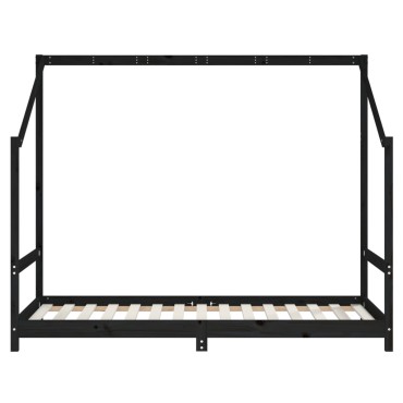 vidaXL Πλαίσιο Παιδικού Κρεβατιού Μαύρο 2x(90x190)cm Μασίφ Ξύλο Πεύκου 1 τεμ. - Μονό