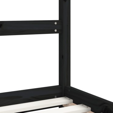 vidaXL Πλαίσιο Παιδικού Κρεβατιού Μαύρο 2x(90x190)cm Μασίφ Ξύλο Πεύκου 1 τεμ. - Μονό